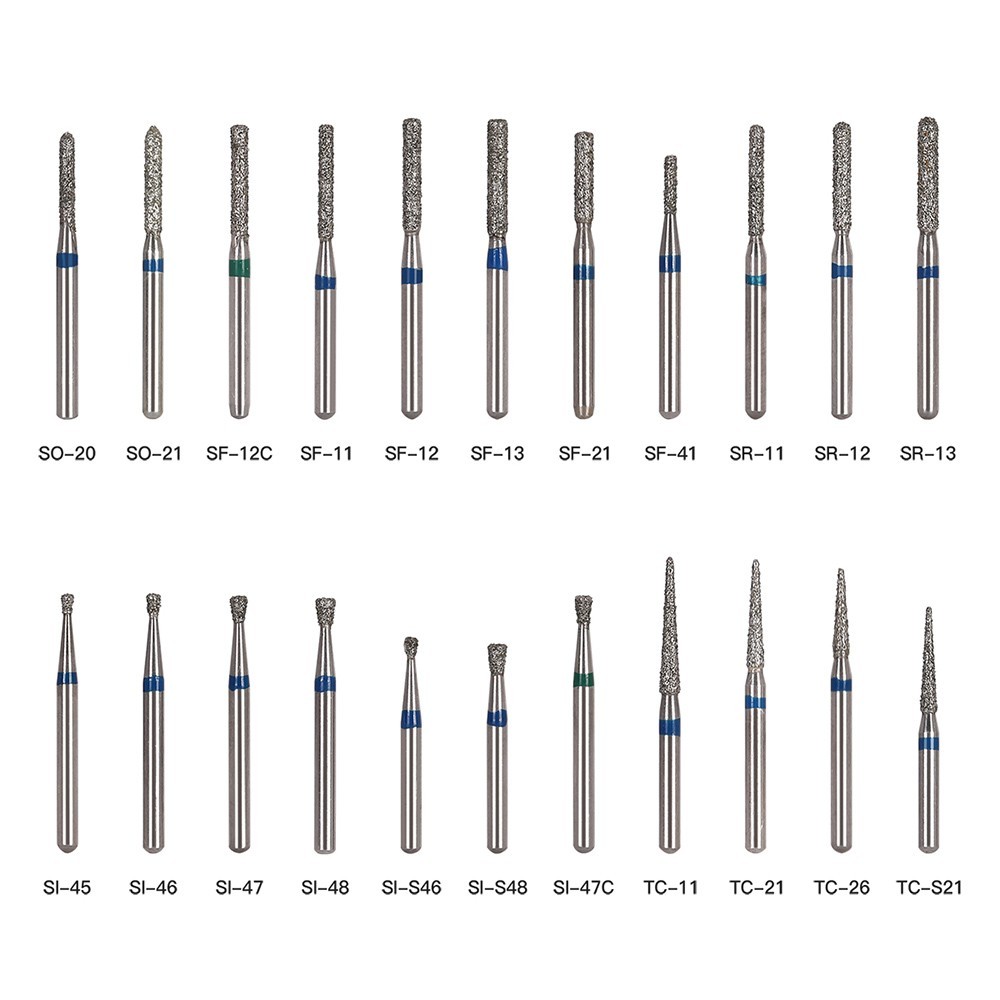 AZDENT Dental Diamond Burs FG For High Speed Handpiece Friction Grip 100 Models