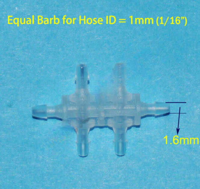Tee Cross Hose Barb 6-WAY Port Fitting Tube Connector Splitter Adapter Inch In