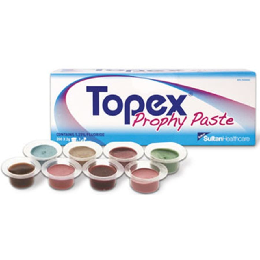Topex 200 Cups Dental Prophy Paste Fluoride Medium Coarse Grit Non Splatter Box