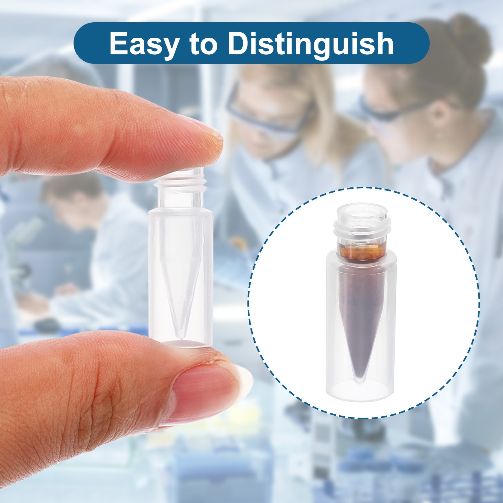 100Pcs 0.3ml Autosampler Vial Polypropylene Screw Top Vials 9-425 Lab Clear