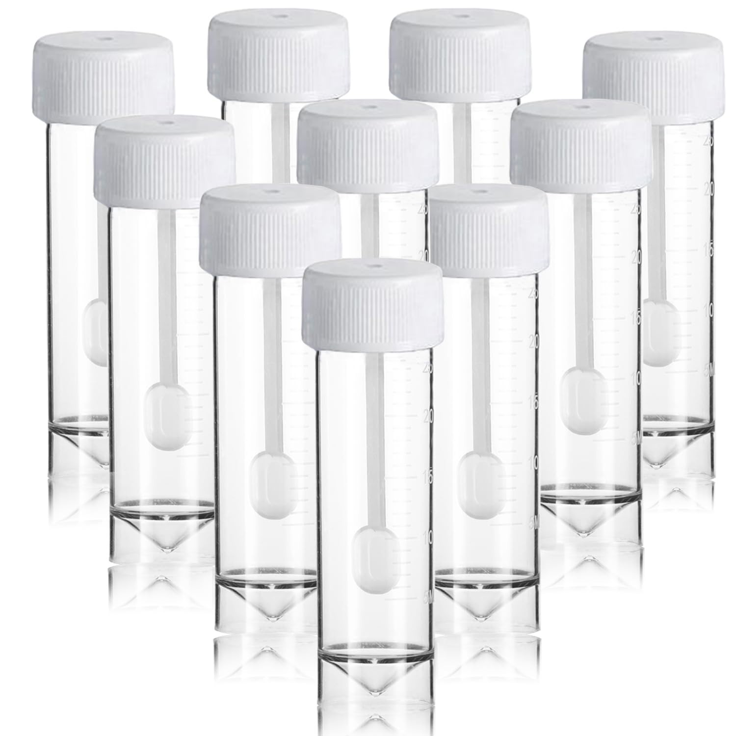 Stool Specimen Cups 10PCS 25-30 ML Clear Leak Proof Screw On Covers