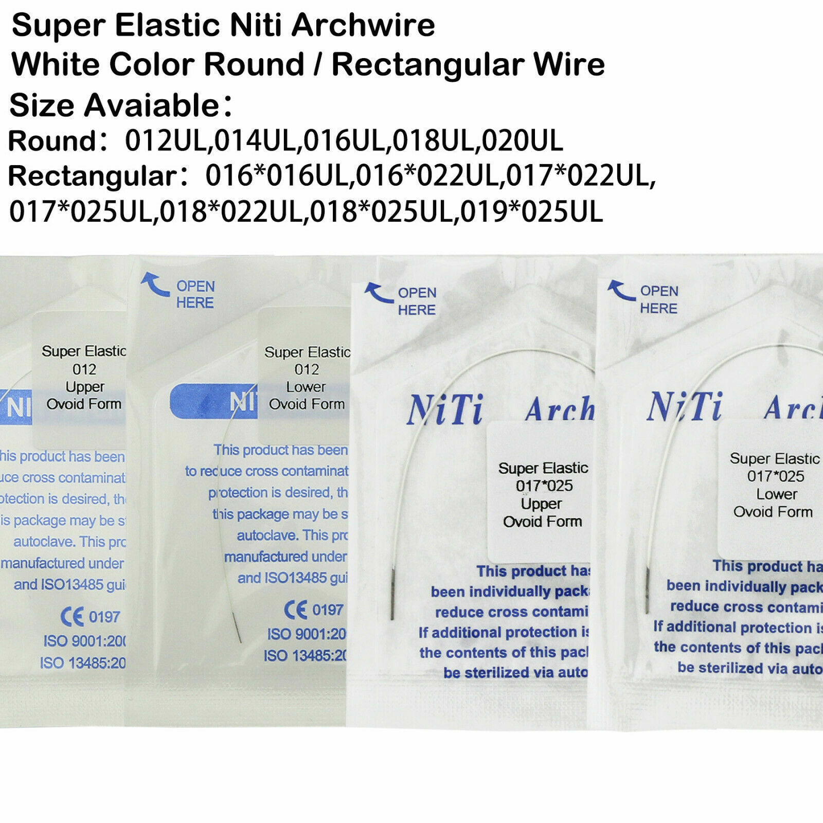 Dental Ortho Super Elastic Niti Arch Wire Rectangular/Round White/Teeth Color