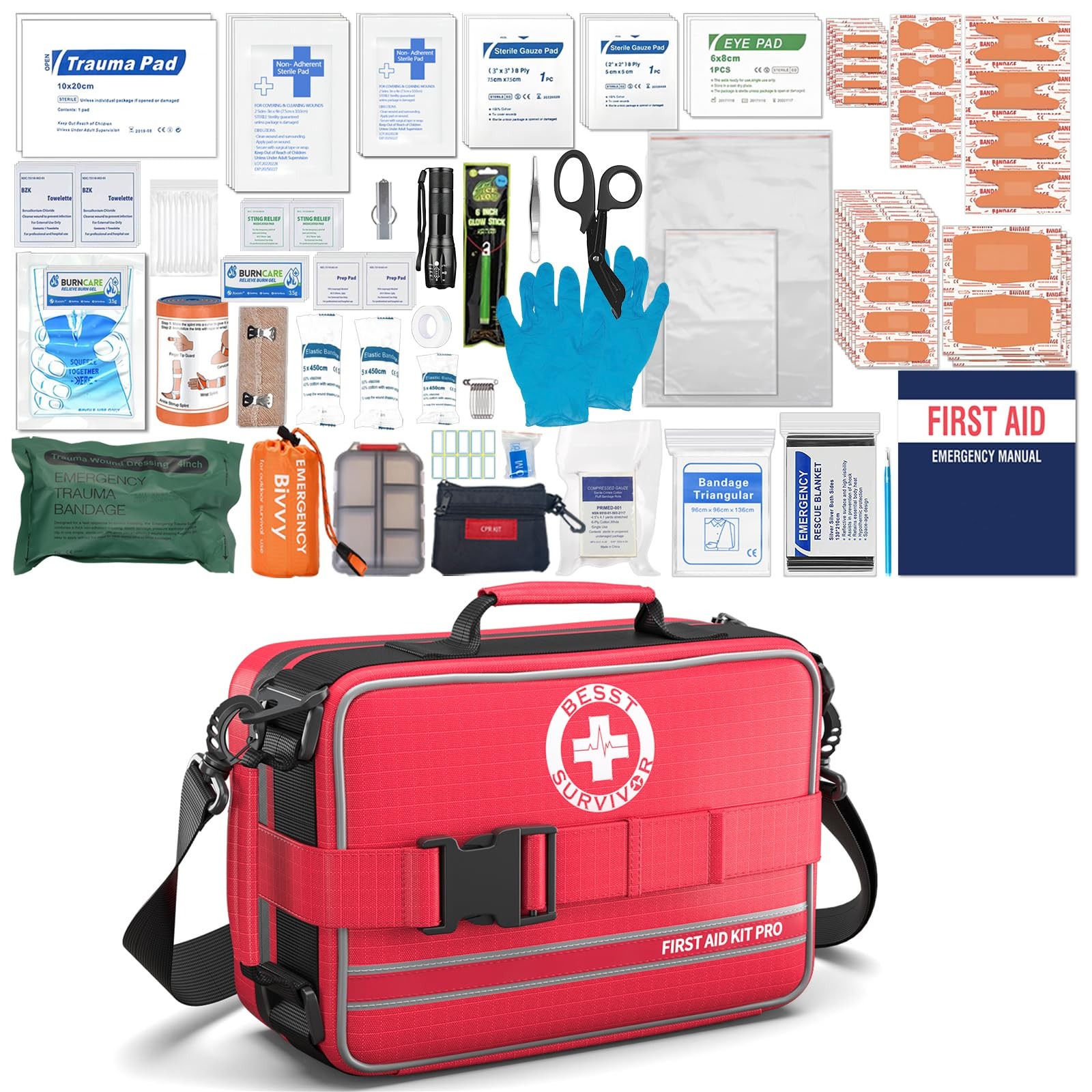 Besst Survivor Comprehensive First Aid Kits- Advanced Trauma Kits Labeled