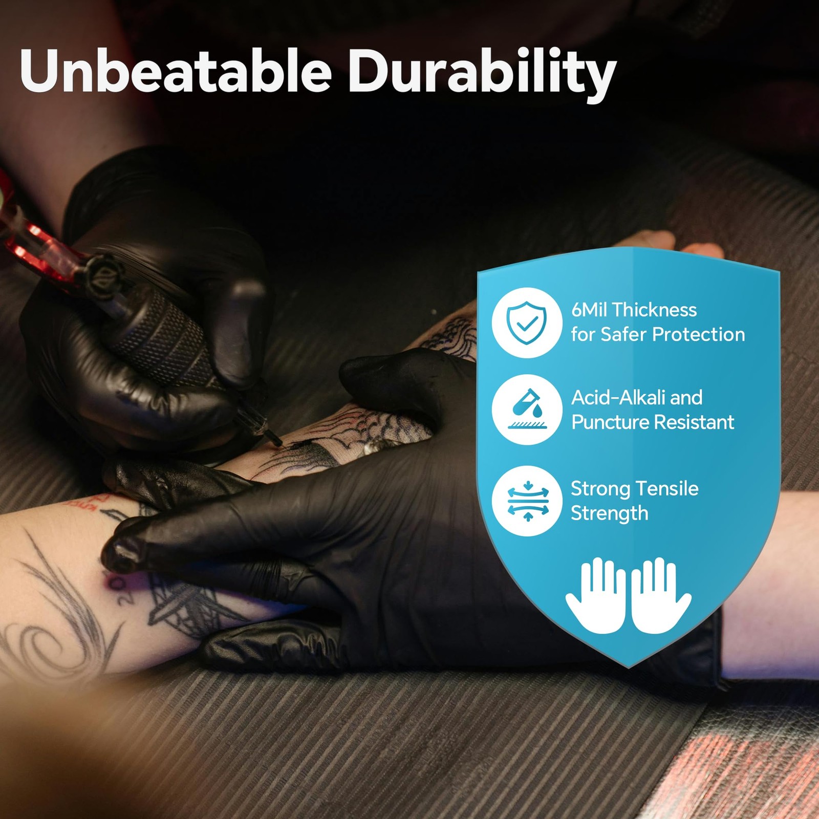 Nitrile Disposable Gloves, Black, Heavy Duty 6 Mil, XL, 1 Pair