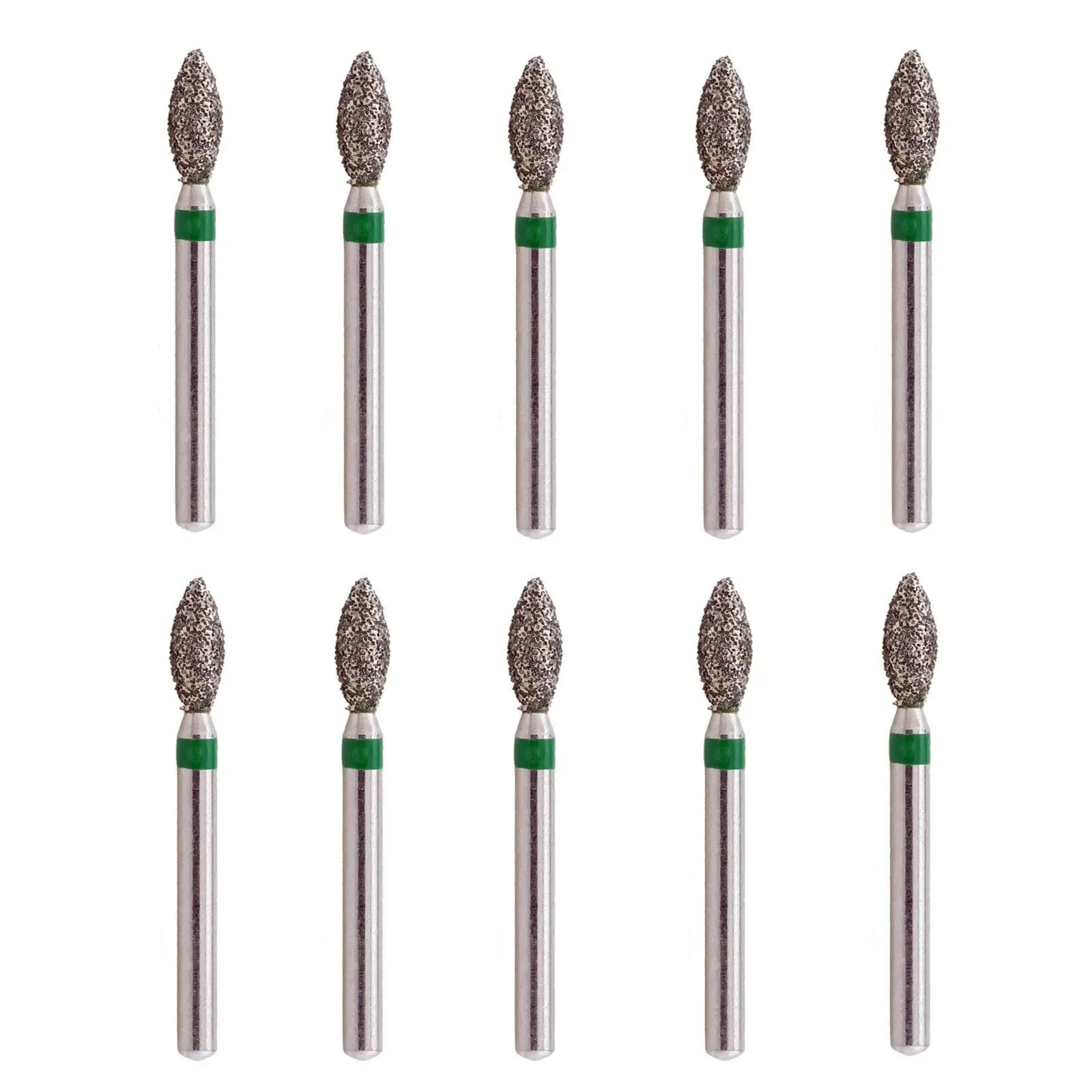 10Pcs Dental Pointed Football Taper Coarse Grit Diamond Bur FG Burr Modify Round