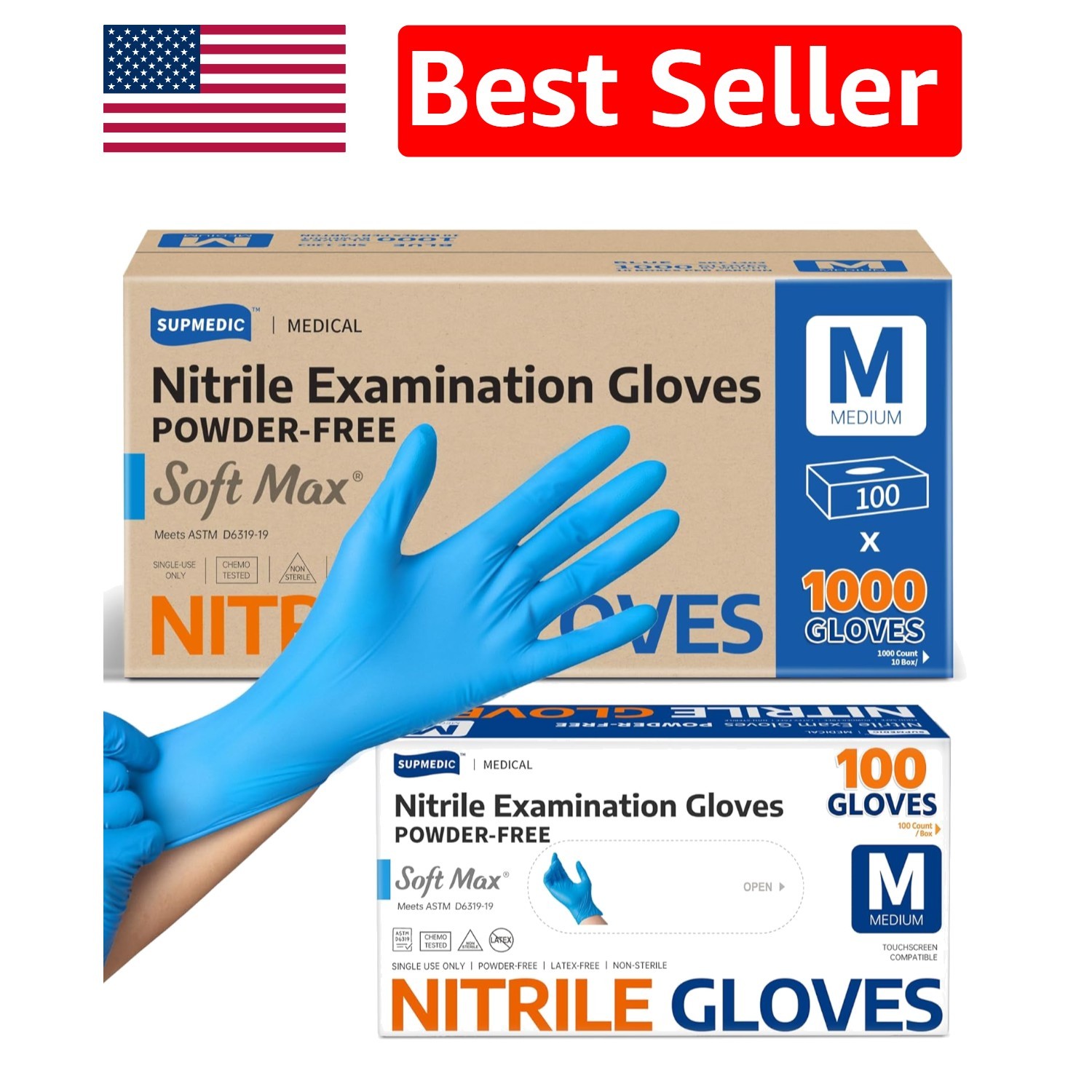 Medical-Grade Soft Max Nitrile Exam Gloves – 1000 Count, Latex-Free & Food Safe