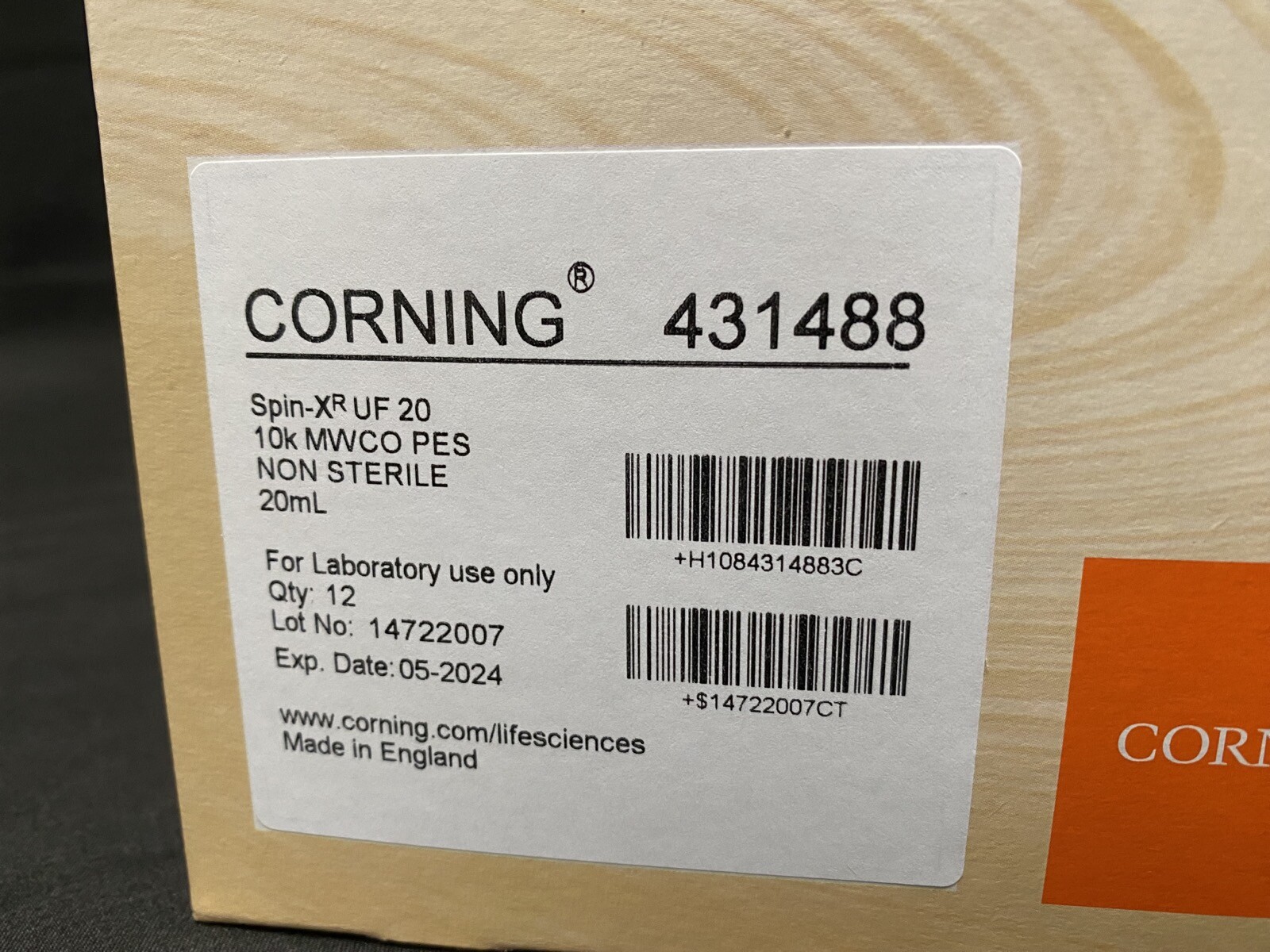 CORNING Polyethersulfone 20mL Spin-X UF Centrifuge Concentrator 431487 (12/cs)