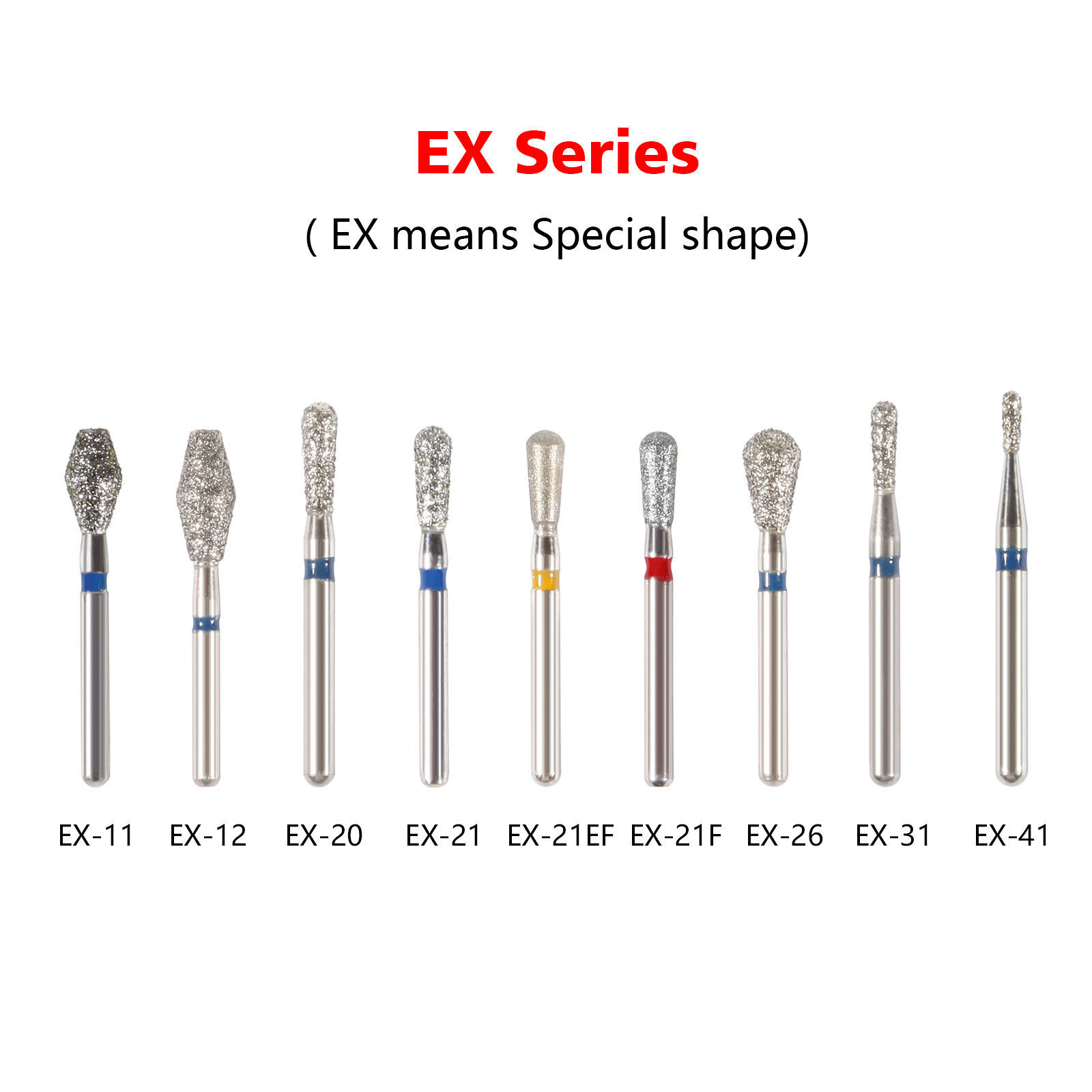 100 Pcs Dental Friction Grip For High Speed Handpiece Polishing Diamond Burs