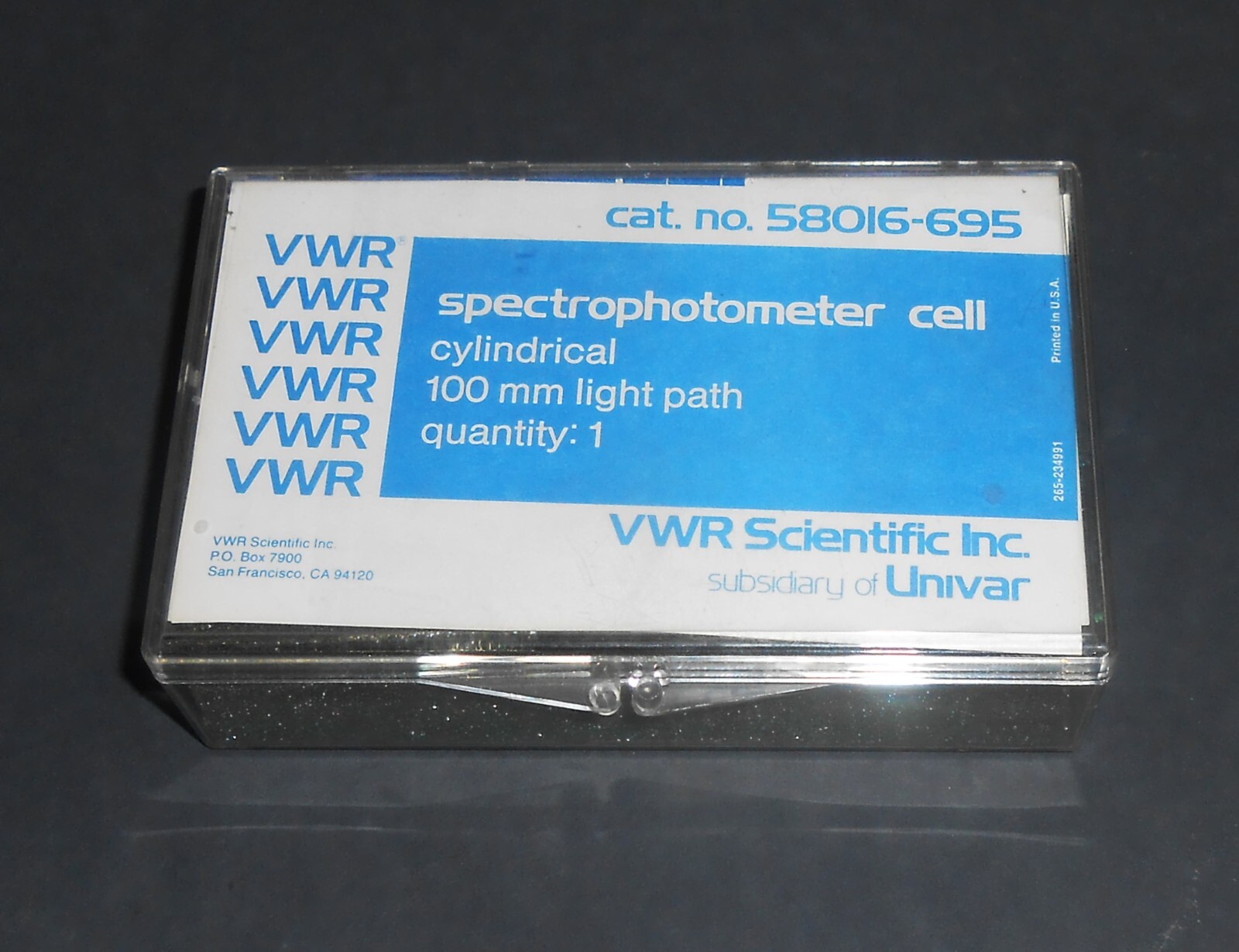 VWR Spectrophotometer Cylinder Cell Quartz Cylindrical 100MM 58016-695