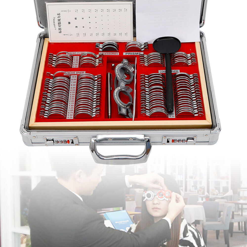 Optical Trial Lens Set Metal Rim Optometry Kit 104PCS w/ Free Accessories + Case
