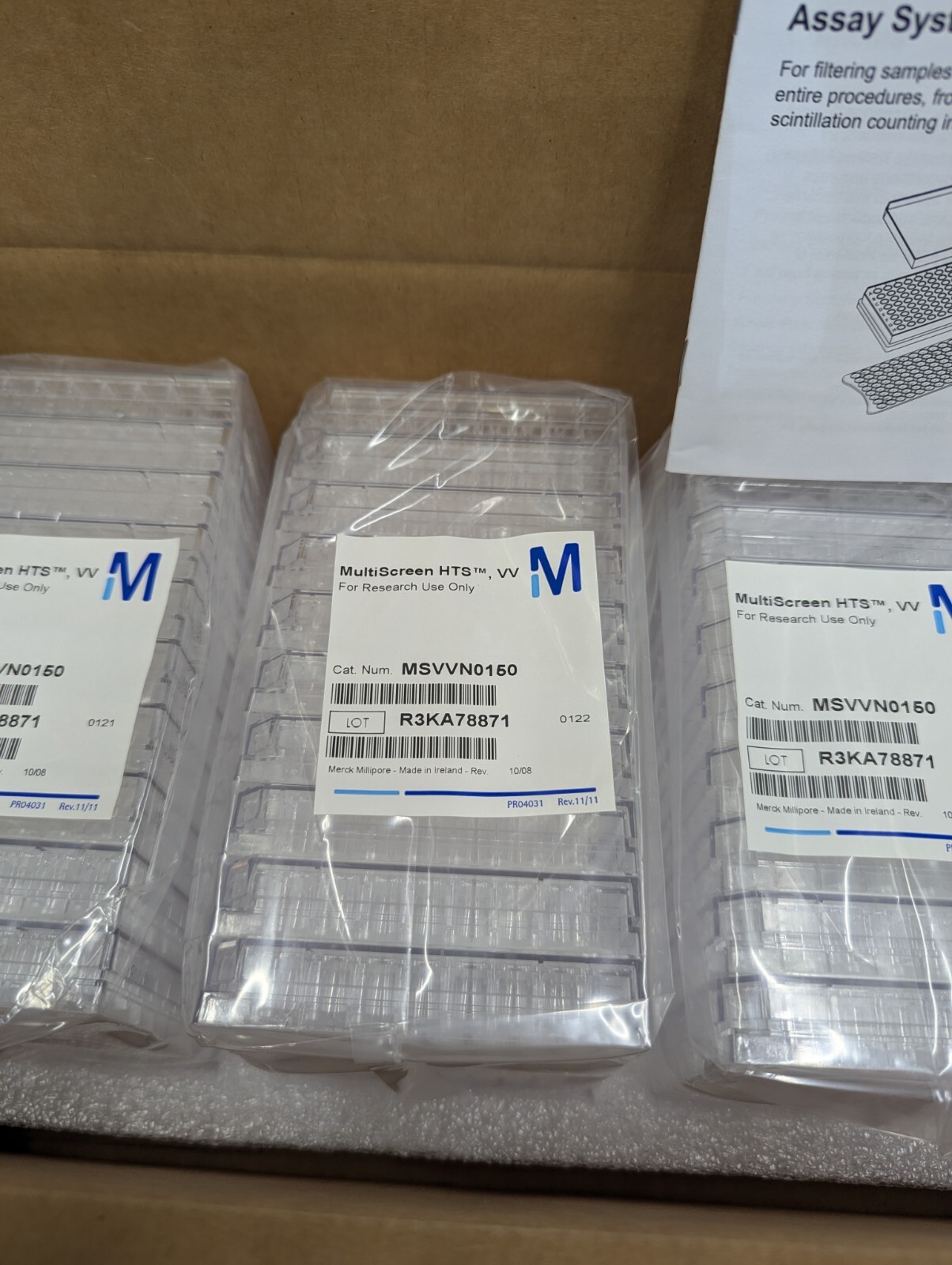 Millipore MultiScreen HTS VV MSVVN0150 Multiwell Plates 0.1um Clear Lid 96 Well