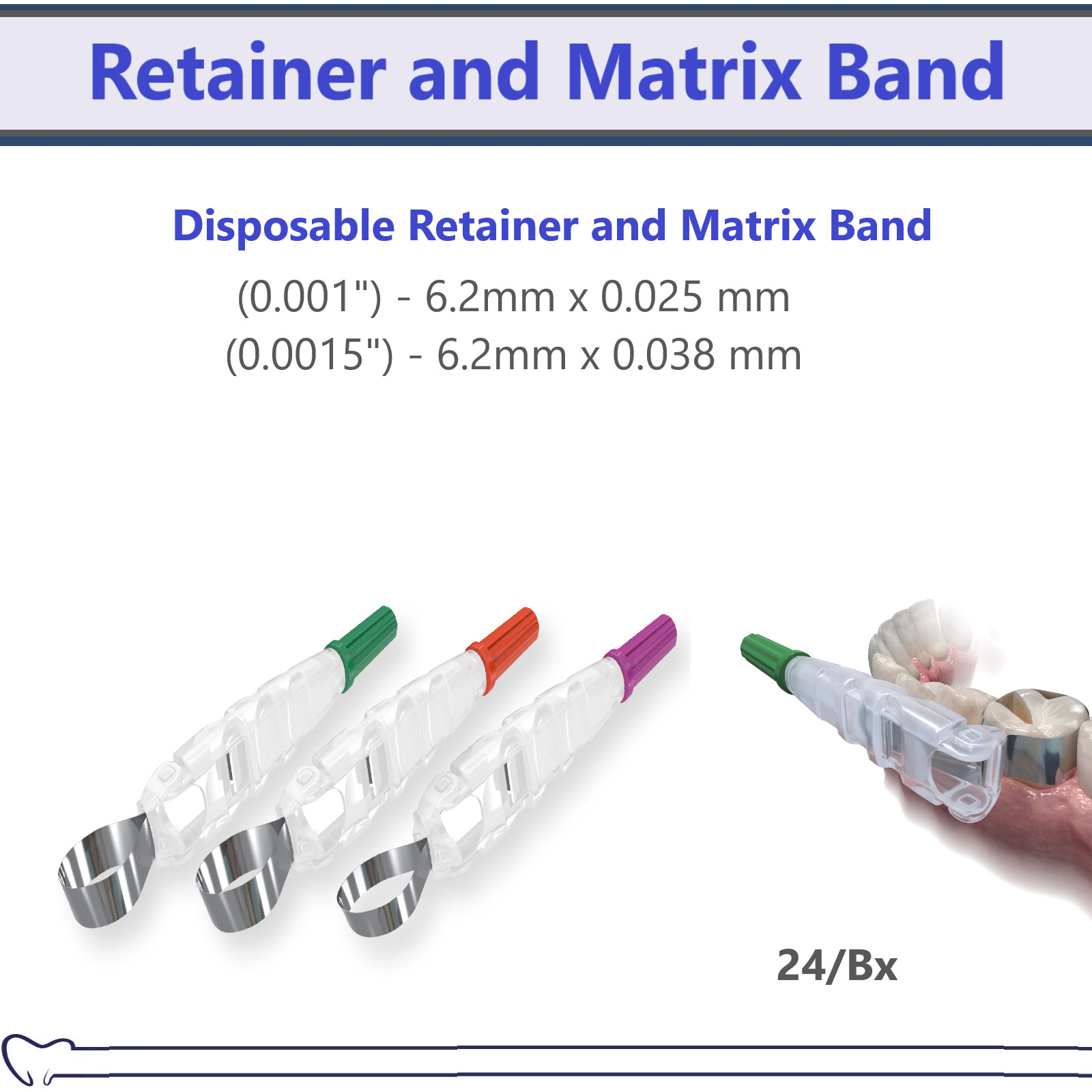 Dental iMatrix Type Disposable Matrix Bands Stainless Steel, Universal, Narrow