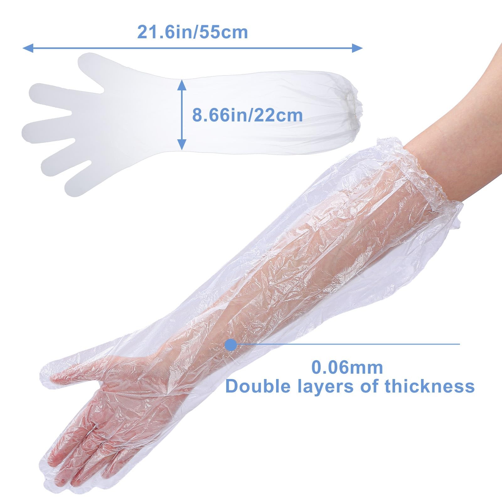 50Pcs Disposable Dressing Gutting Gloves Plastic Full Arm Shoulder Length Gloves