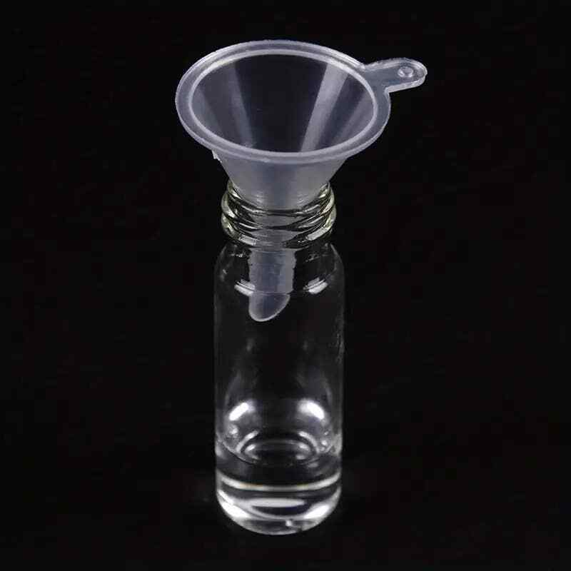 10 Pack Clear Mini Plastic Funnels for Lab Bottles, Oils, Perfumes, Powder, etc