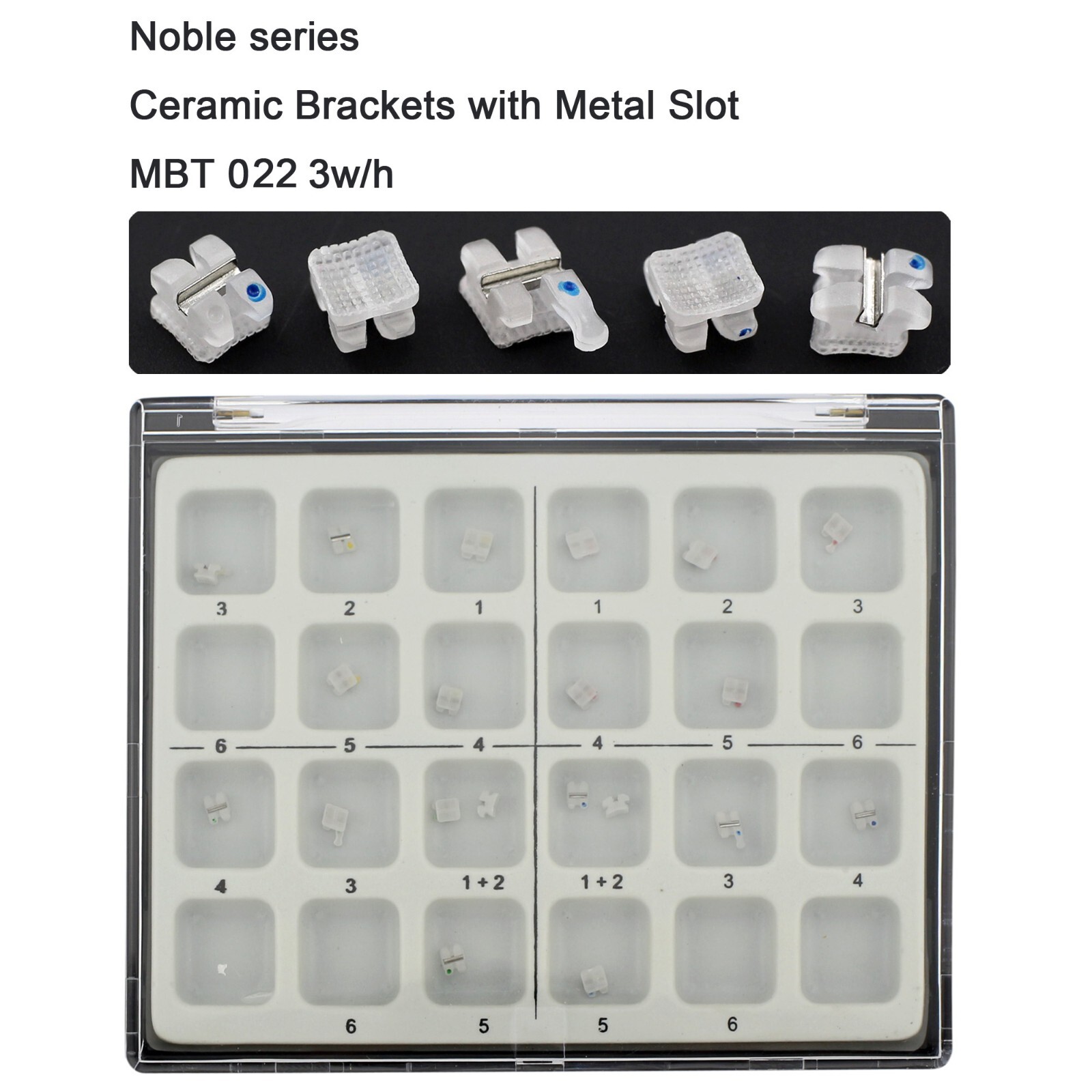 Dental Orthodontic Ceramic Brackets Braces MBT 022 3 Hooks 5-5 3M Clarity NOBLE