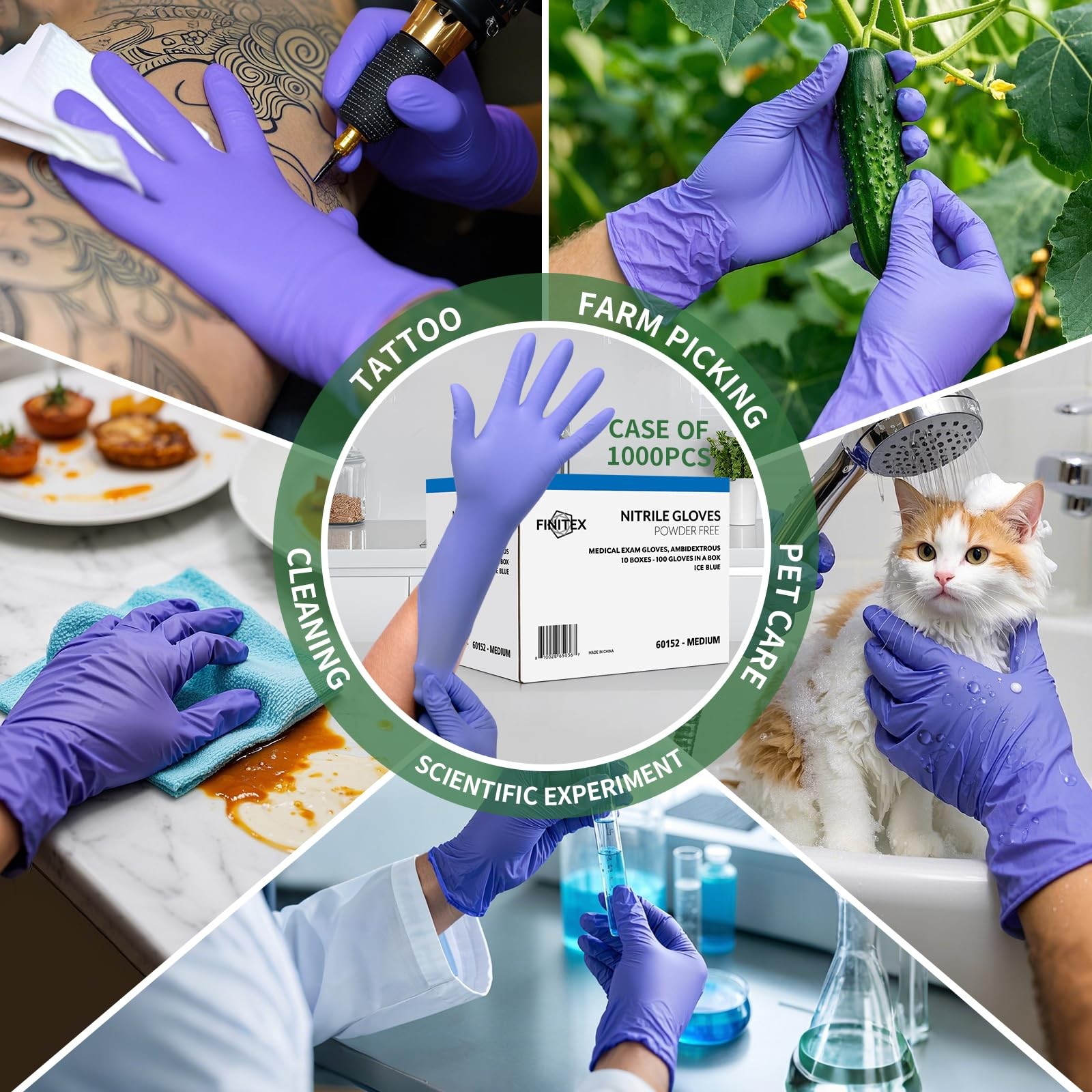 Nitrile Disposable Exam Gloves – Ice Blue 3.2 mil -free Latex-Free 1000 PCS E…