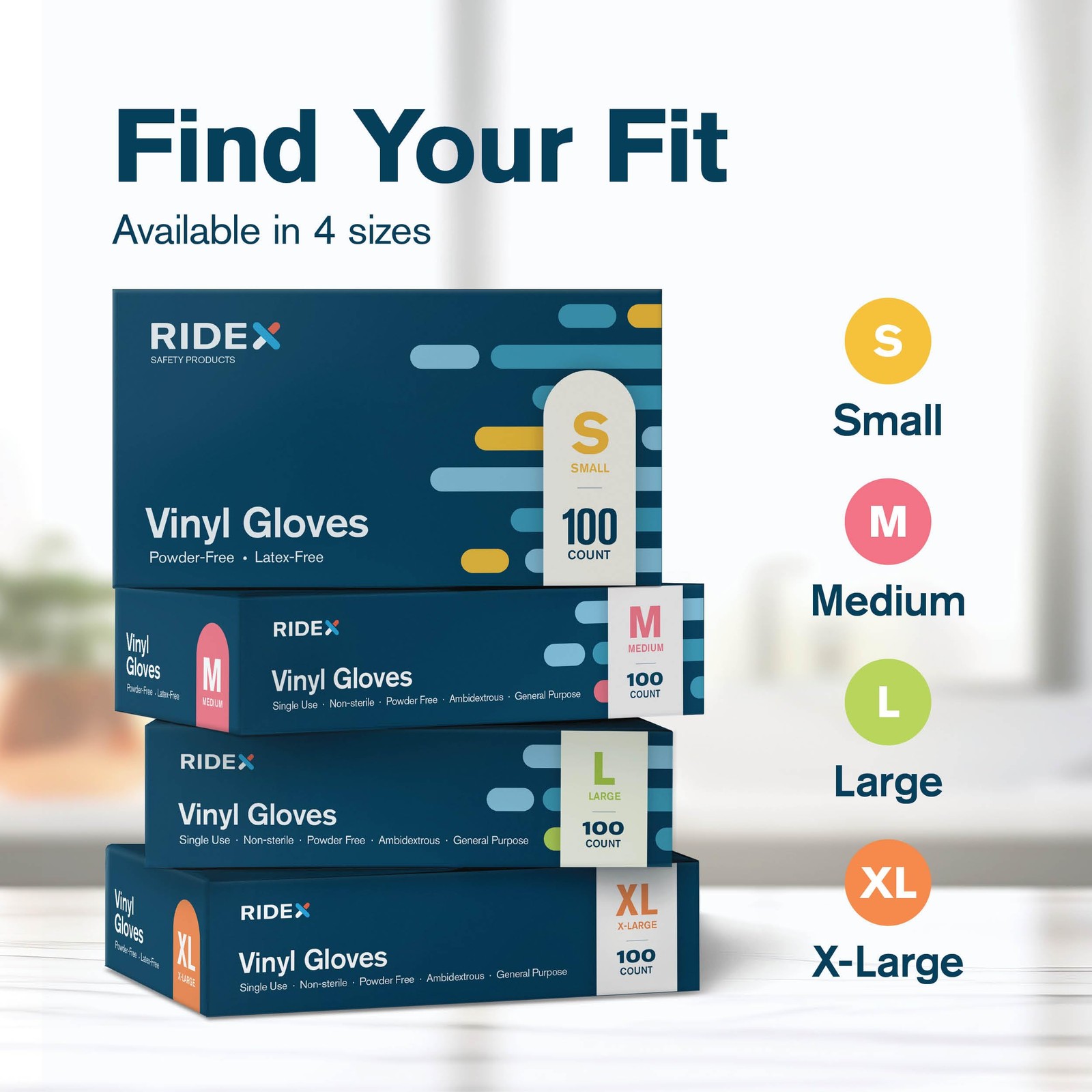 Ridex Latex~Free Clear Vinyl Gloves, Powder~Free, Medium, 1000 Count