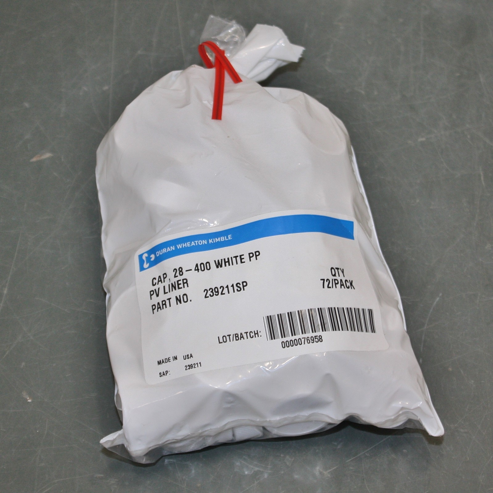 (432) Duran Wheaton Kimble Screw Caps 239211, 28-400 mm Diameter, White PP