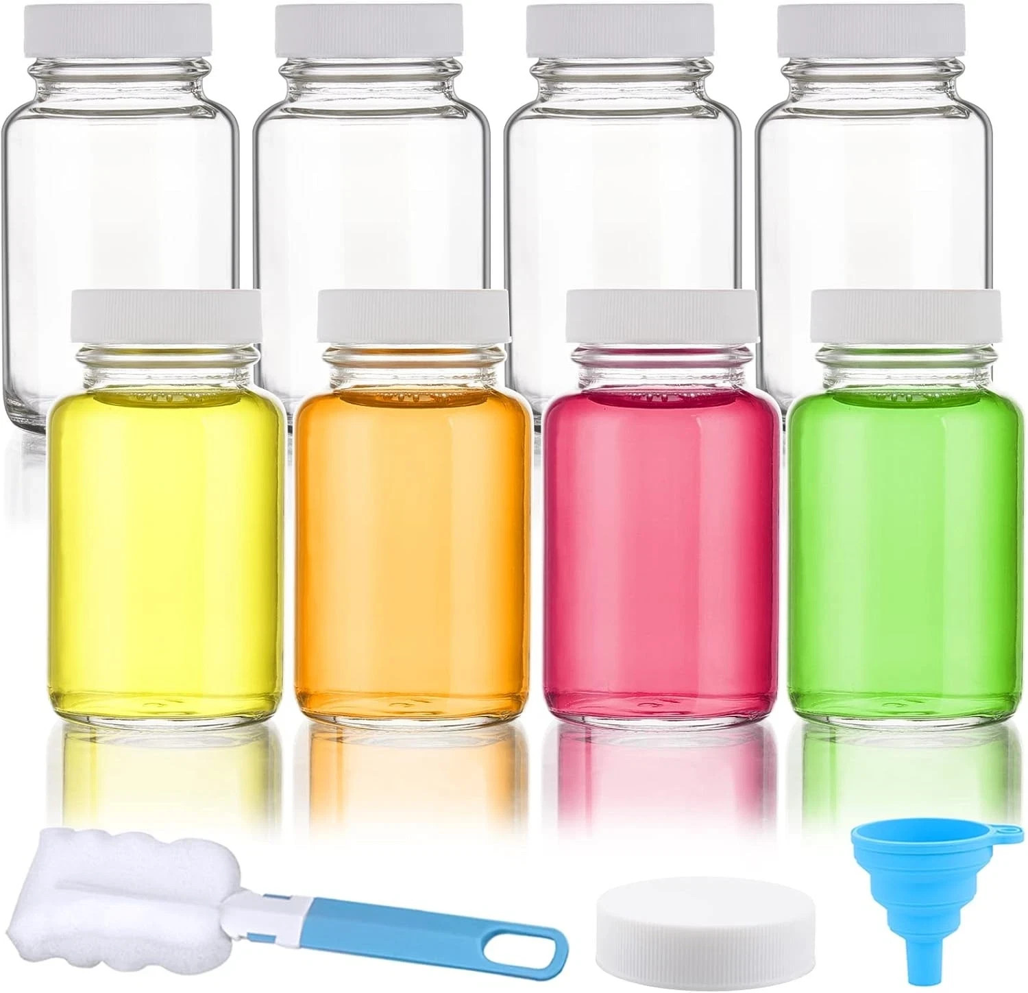 Glass Juice Shot Bottles with Caps – 8 Pack 3.5oz Small 3.5 oz glass, clear
