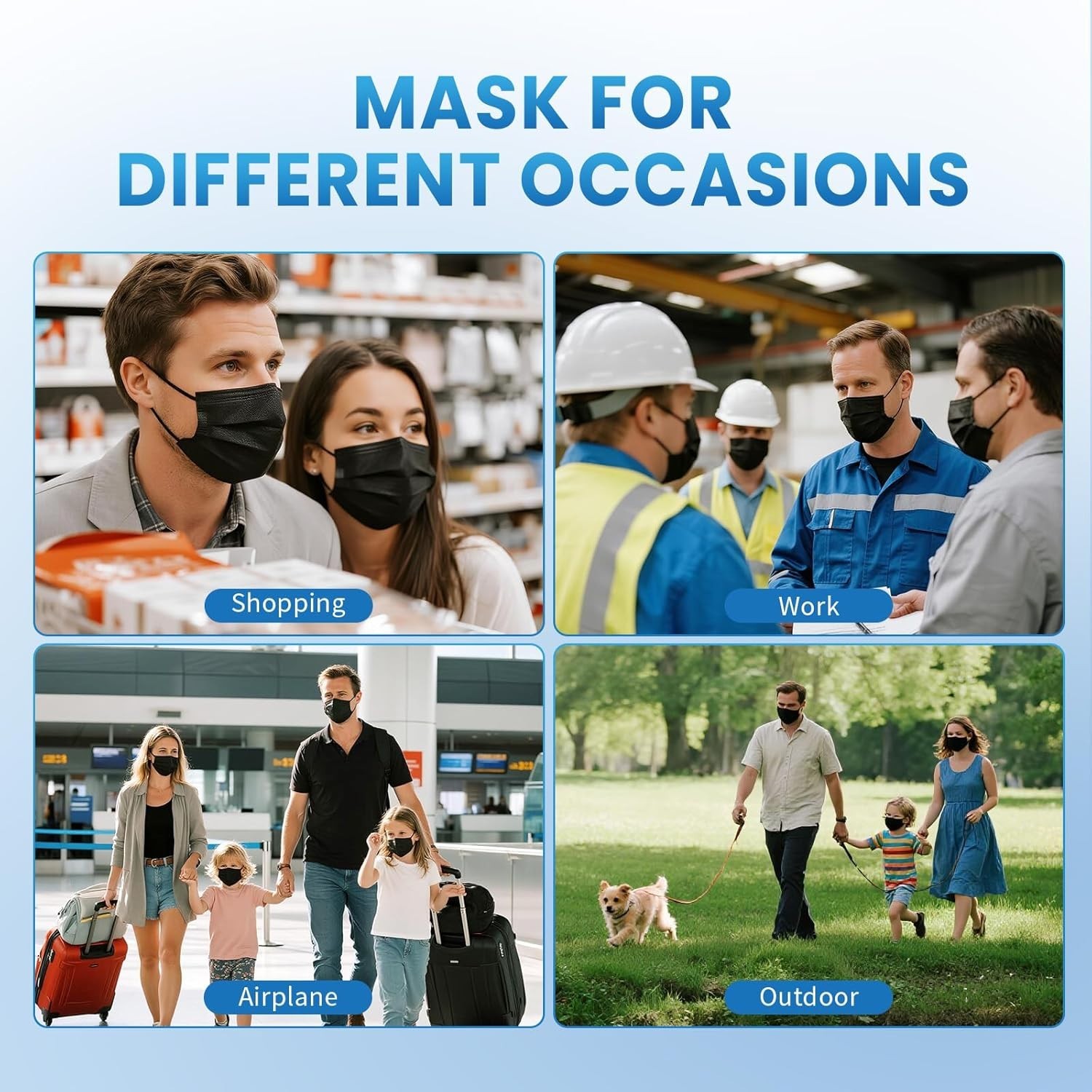 Comfortable Disposable Face Masks – 100 Pcs Black 3 Ply Protection for Everyday
