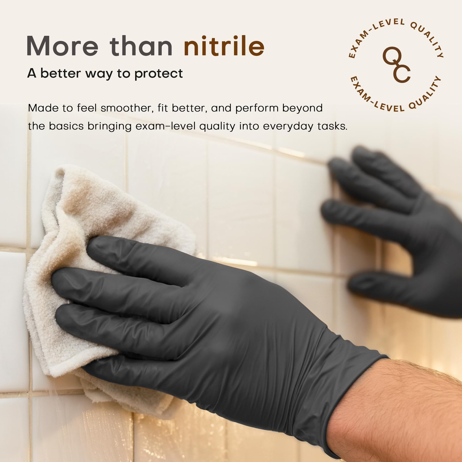 SUP Powder-Free Nitrile Exam Gloves, 100 Count, Medium, Medium (Iron Grey)