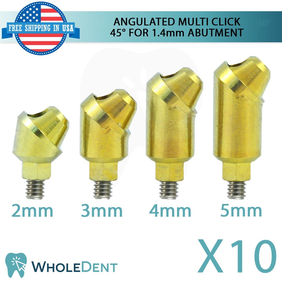 10X Angulated Multi Unit 45° 1.4mm Abutment Attachment Internal Hex 2.42mm