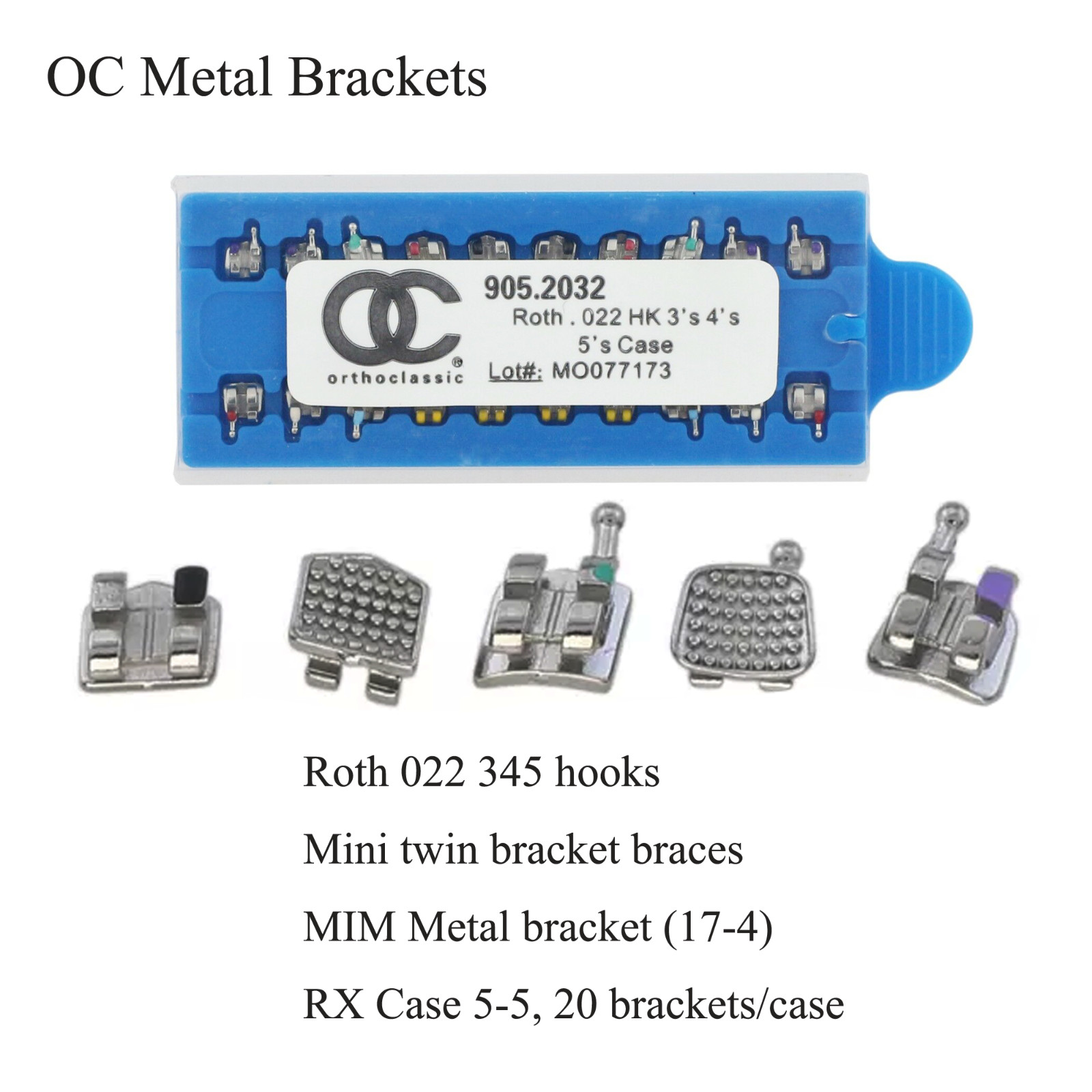 Dental Mini Brackets Orthodontic MBT Roth Metal Braces MIM 018 022 345 Hooks