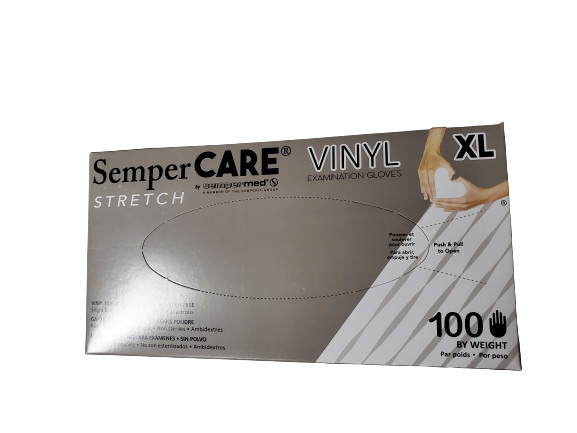 100 count Stretch White Vinyl Exam Gloves 4.7mil thick -Extra Large-XL