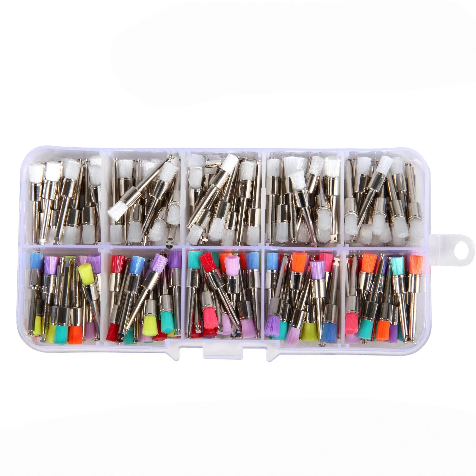 200pcs Mixed Dental latch type prophy polishing brush flat tapered Brushes types