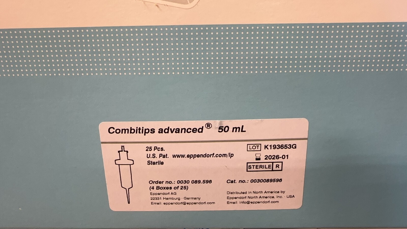 EPPENDORF 50mL Combitips Advanced Pipette Tips Sterile 0030089596 (25/Pack)