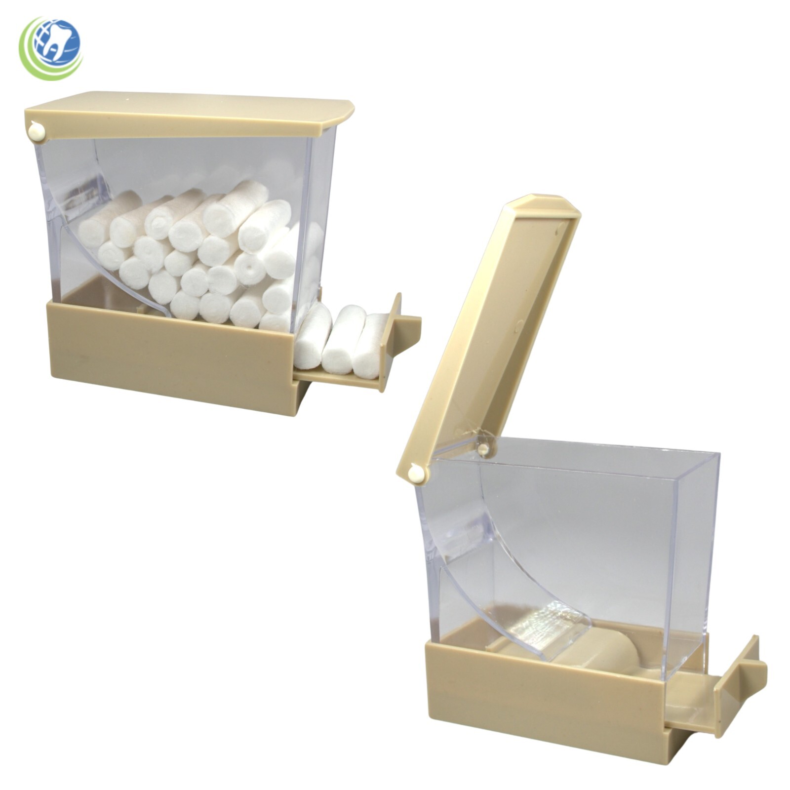 2X Dental Cotton Roll Dispenser Holder Organizer Deluxe with pull-out tray Beige