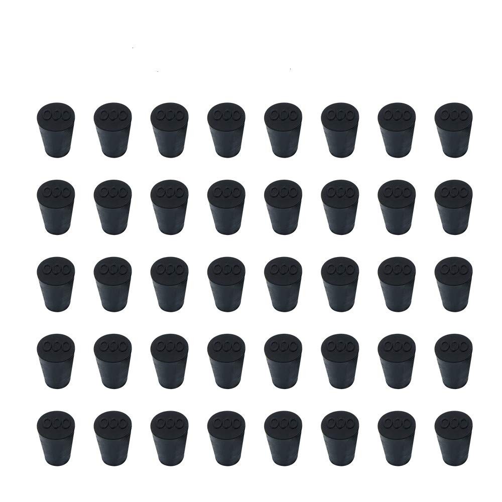 40 PCS #000 13x8x17mm Black Solid Rubber Stopper Lab Plug Small Tapered
