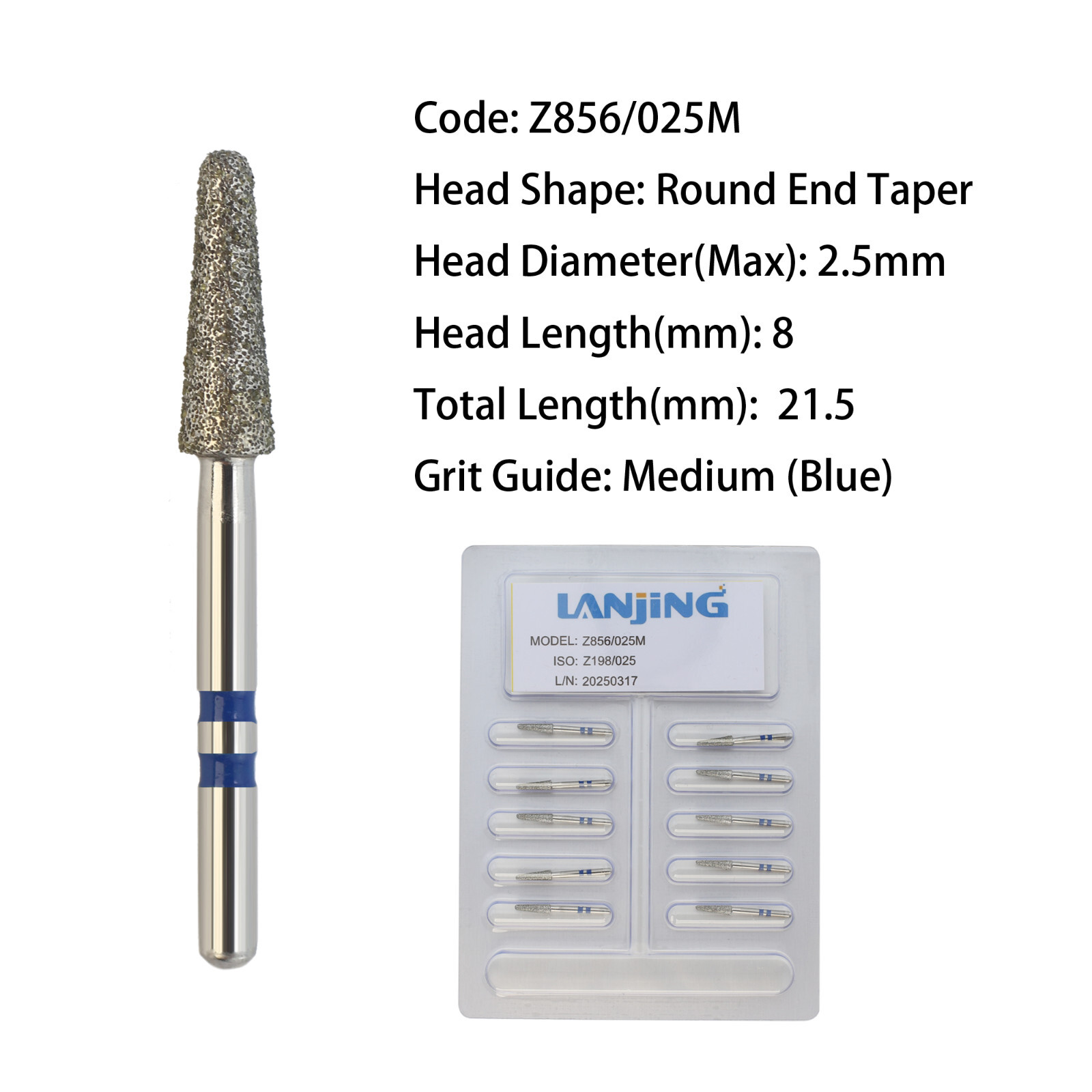 Zirconia Diamond Burs Dental Adjustment FG Round End Taper Cylinder Football