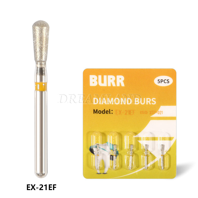 10 Packs Dental Diamond Burs EX-21EF Large Pear Shape Extra Fine FG Dia. 1.6mm