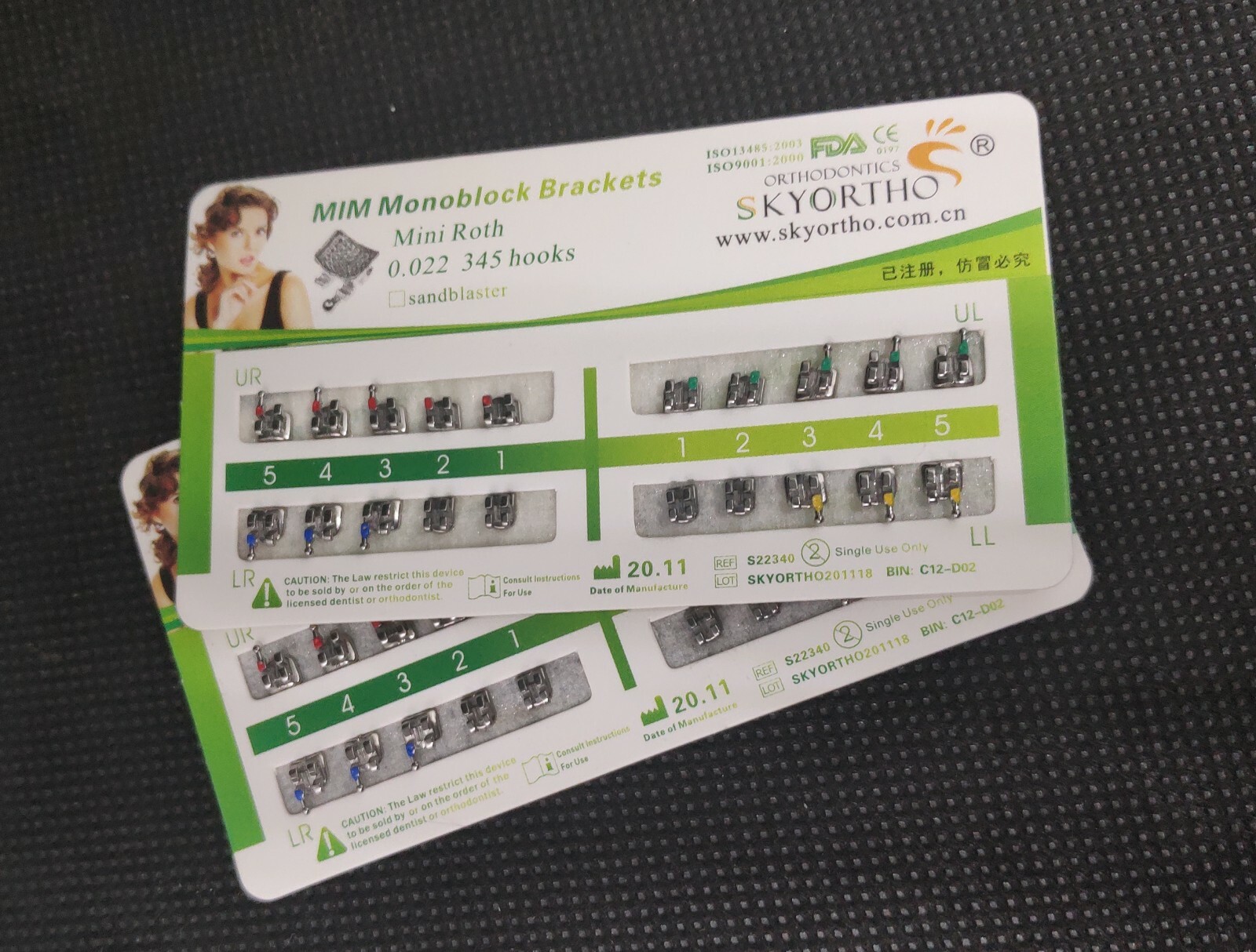 2 Packs Dental Orthodontics Bracket MIM Mesh Base Mini Roth 022 345 Hooks Metal