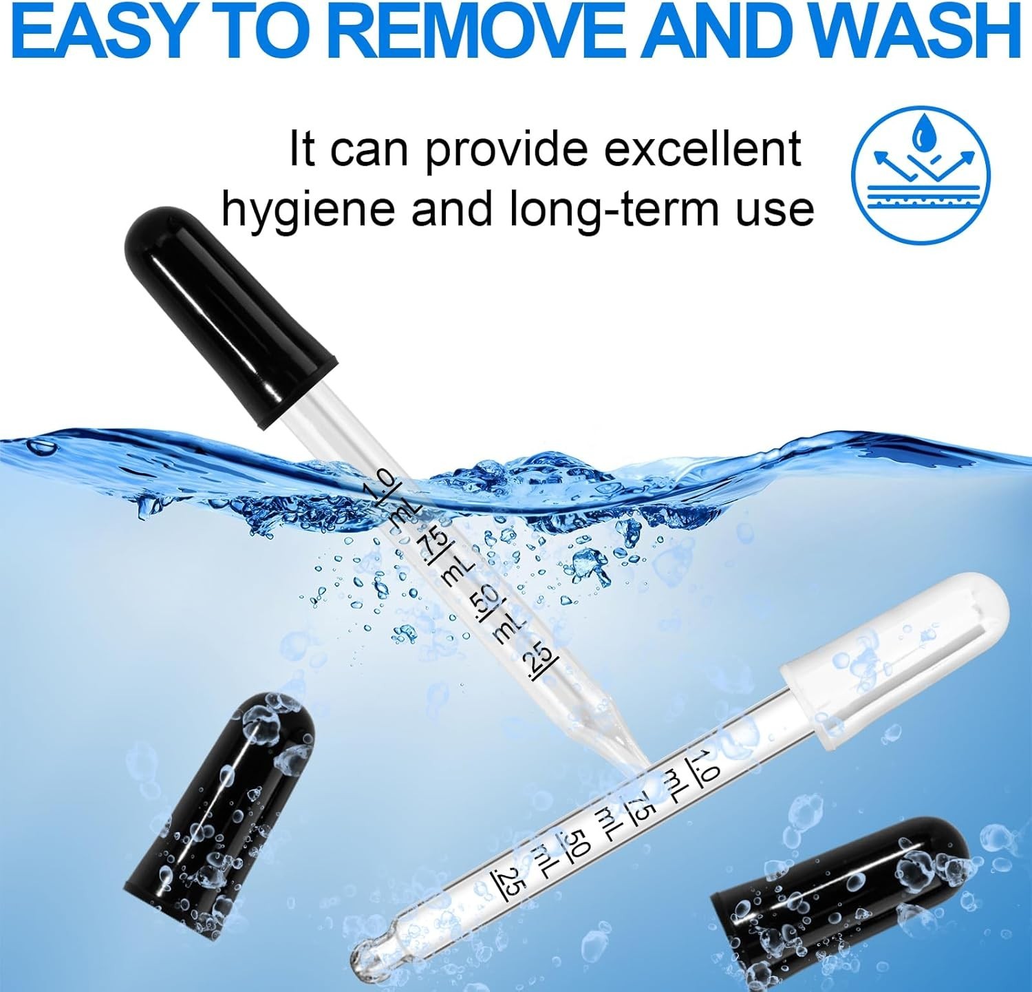 10Pcs Eye Dropper with Durable Rubber Head, 1ml Glass Dropper, SMALL, white