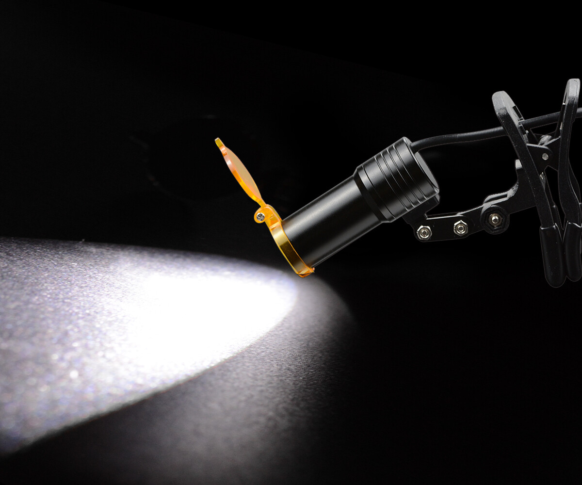 Dental 5W Plastic Clip LED Headlight High Power Lamp+Light Shield DY-007 Silver
