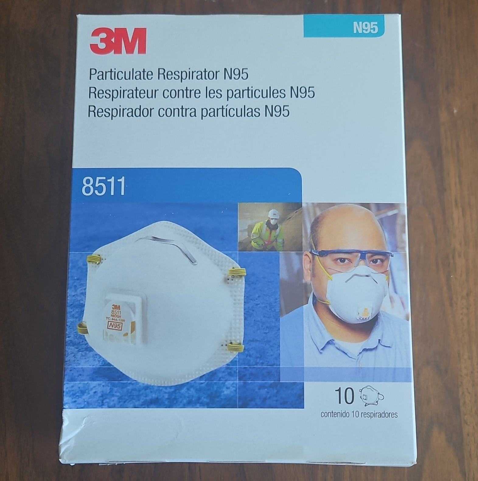 3M 8511 N95 Particulate Respirator Disposable Face Masks, 10 Count Box