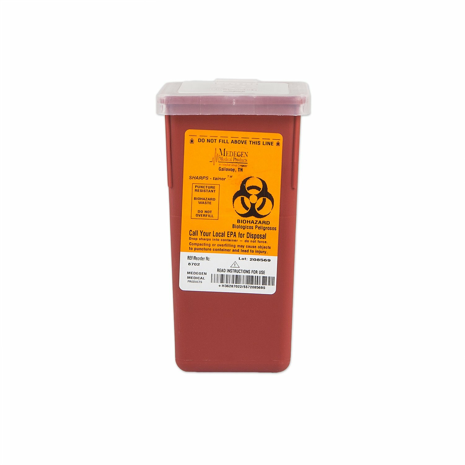 Small SharpSafety Phlebotomy Sharps Collector 1Qt Red Waste Container with Lid