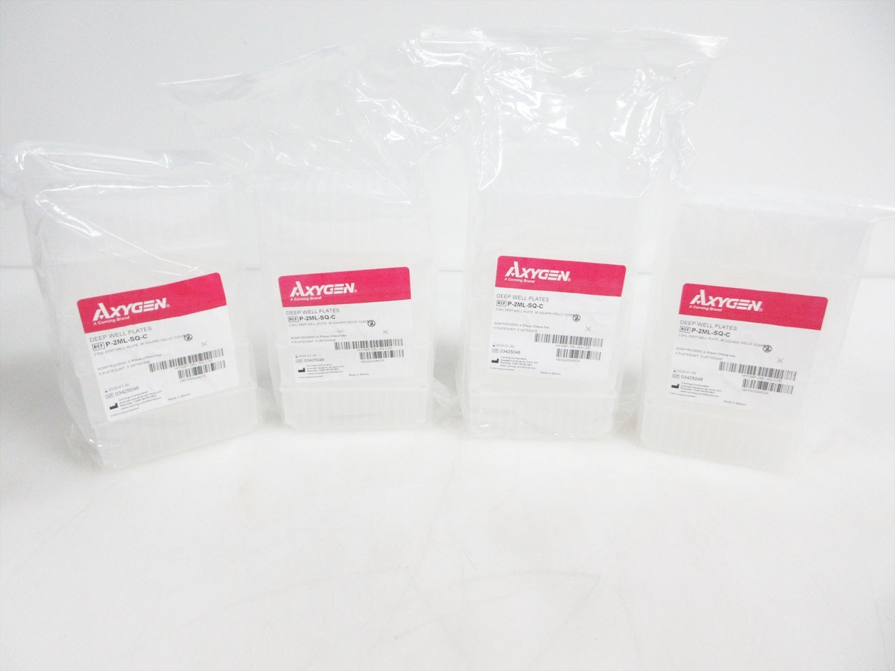 FOUR PACKS (20 TOTAL) AXYGEN P-2ML-SQ-C 96-WELL 2.0 mL DEEP WELL PLATE CORNING