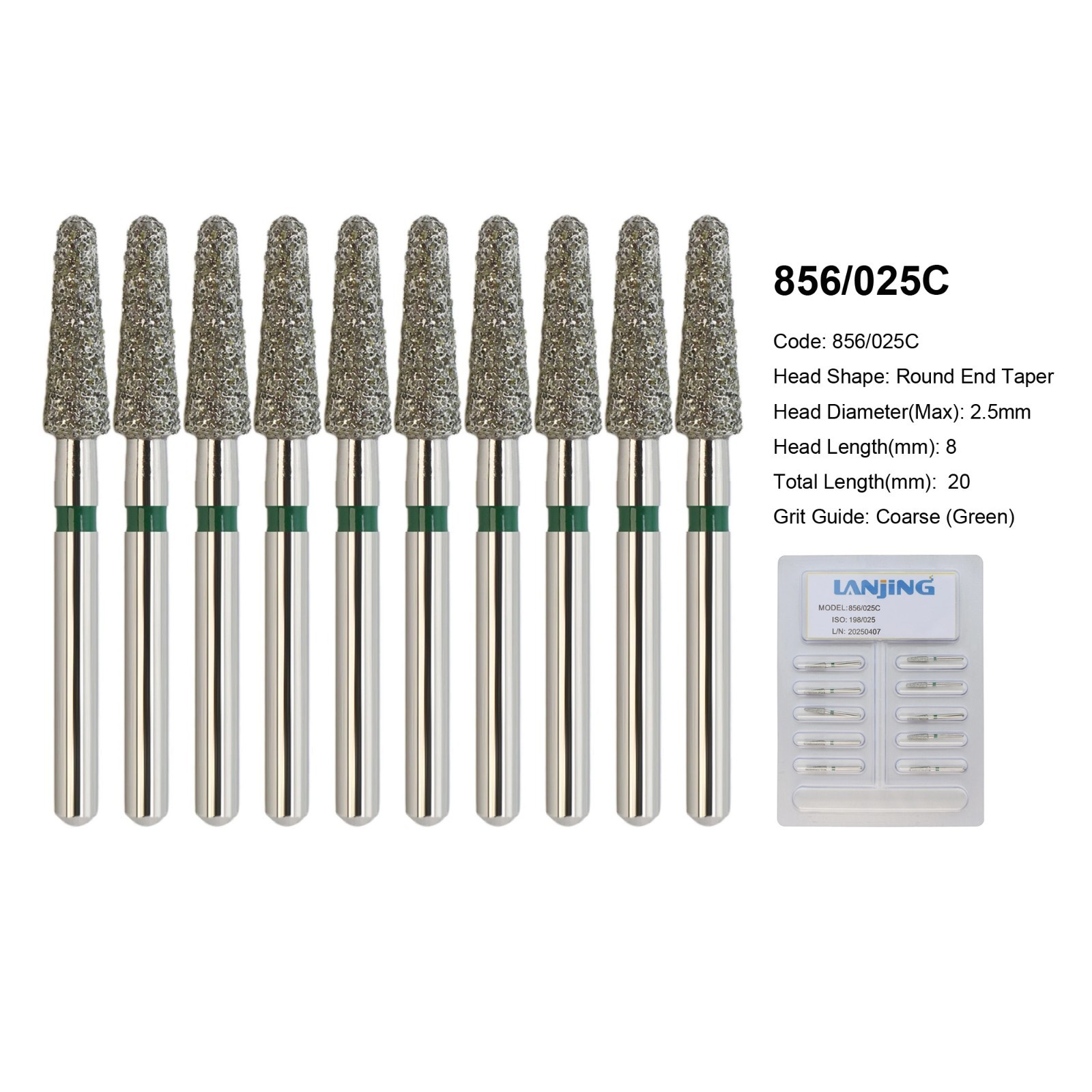 Zirconia Cutting Burs Dental Diamond Bur Football Pear Round End Taper Barrel FG
