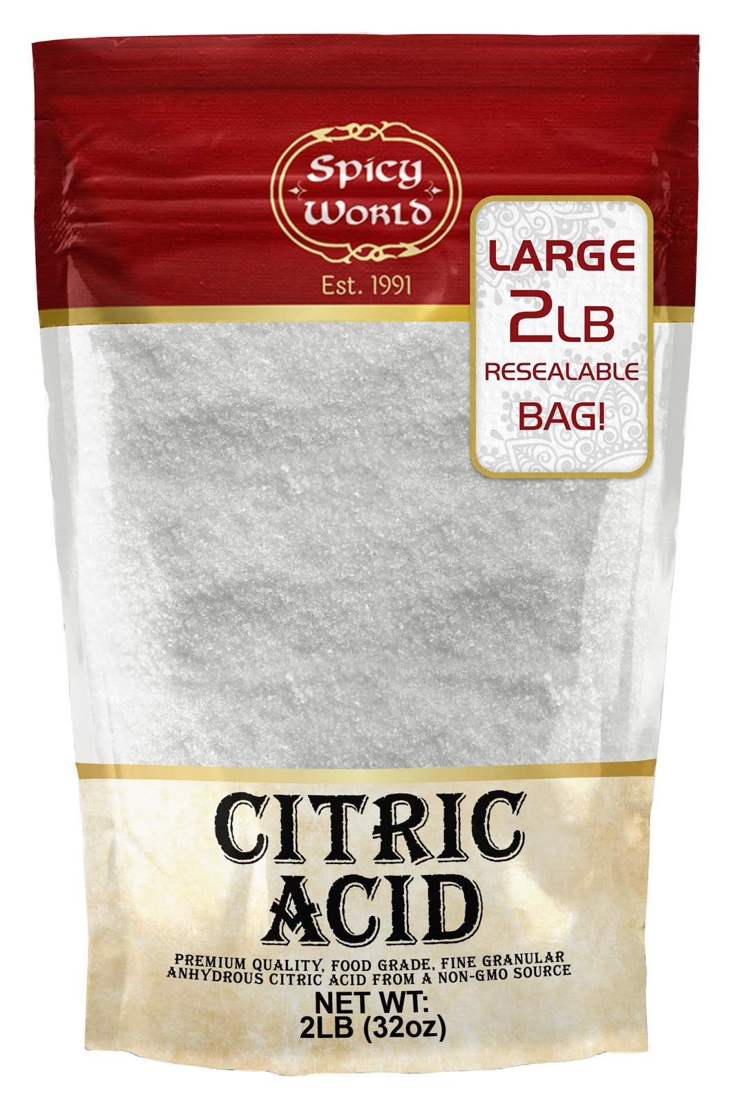 Spicy World 2 lb Citric Acid Powder – 100% Pure Food Grade & Non-GMO