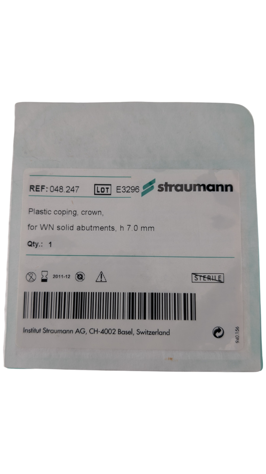 Straumann Plastic Coping Crown for WN Solid Abutments 7.0 mm REF 048.247 (WN TL)