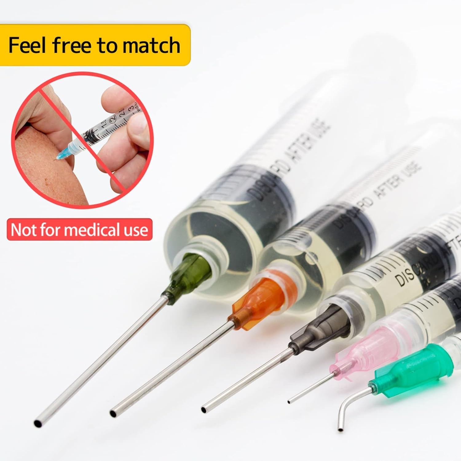 20 Pack Syringe Kit with Blunt Tip Needles & Caps for Glue Applicator Craft Oil