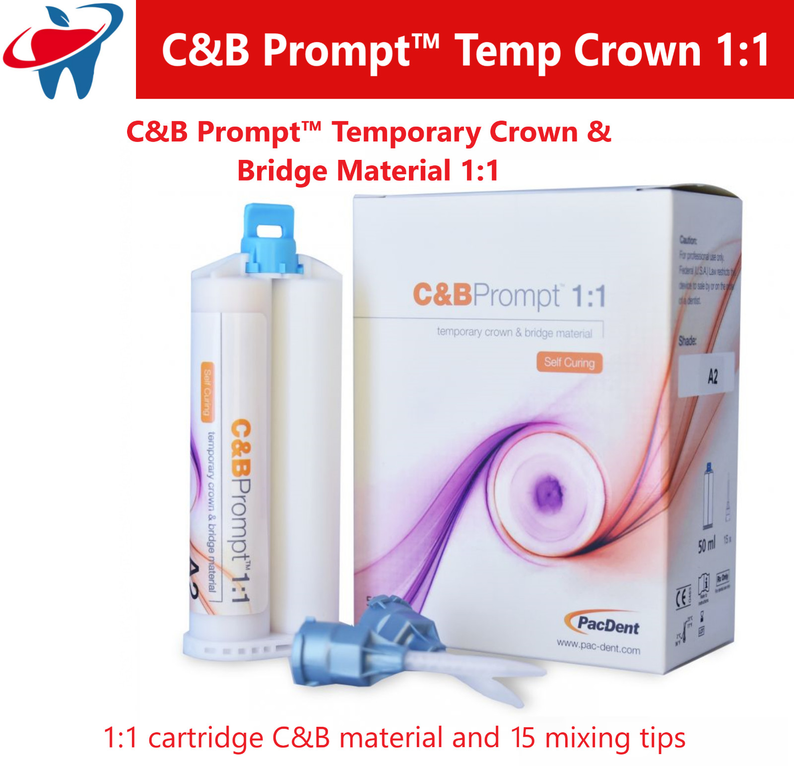 Temporary Crown & Bridge Material 1:1 Dental Impression 76g, Made in US A1/B1 A3