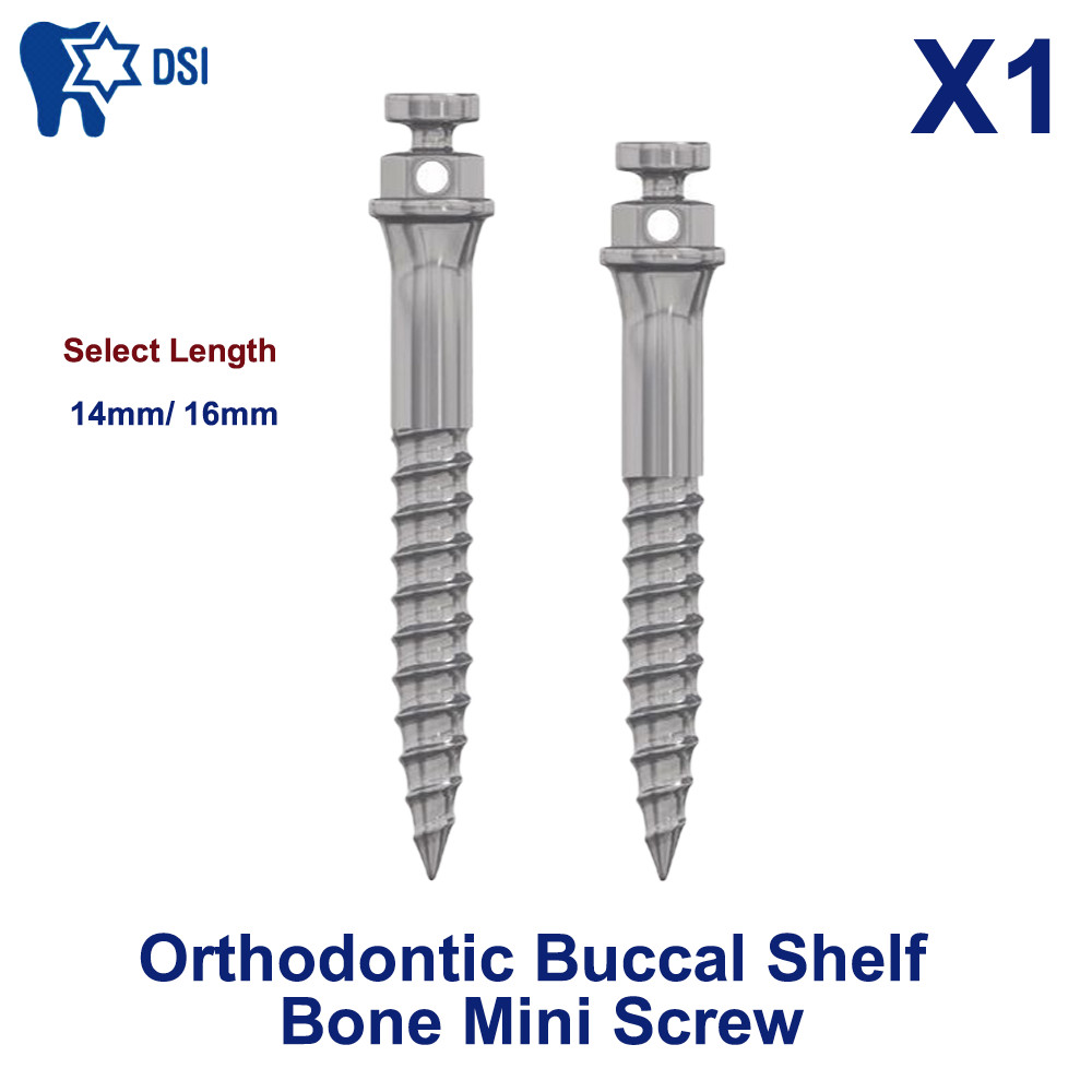 1x Dental Orthodontic Buccal Shelf B0ne Mini Screw Ø2.0mm L14, L16mm Fixture