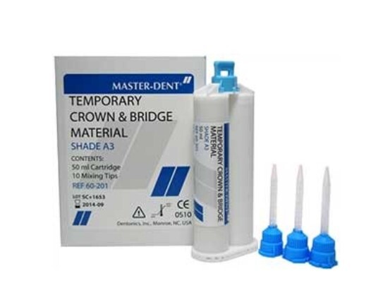 Temporary Crown & Bridge Material Automix 50ml Cartridge MasterDent A1 A2 A3 B1