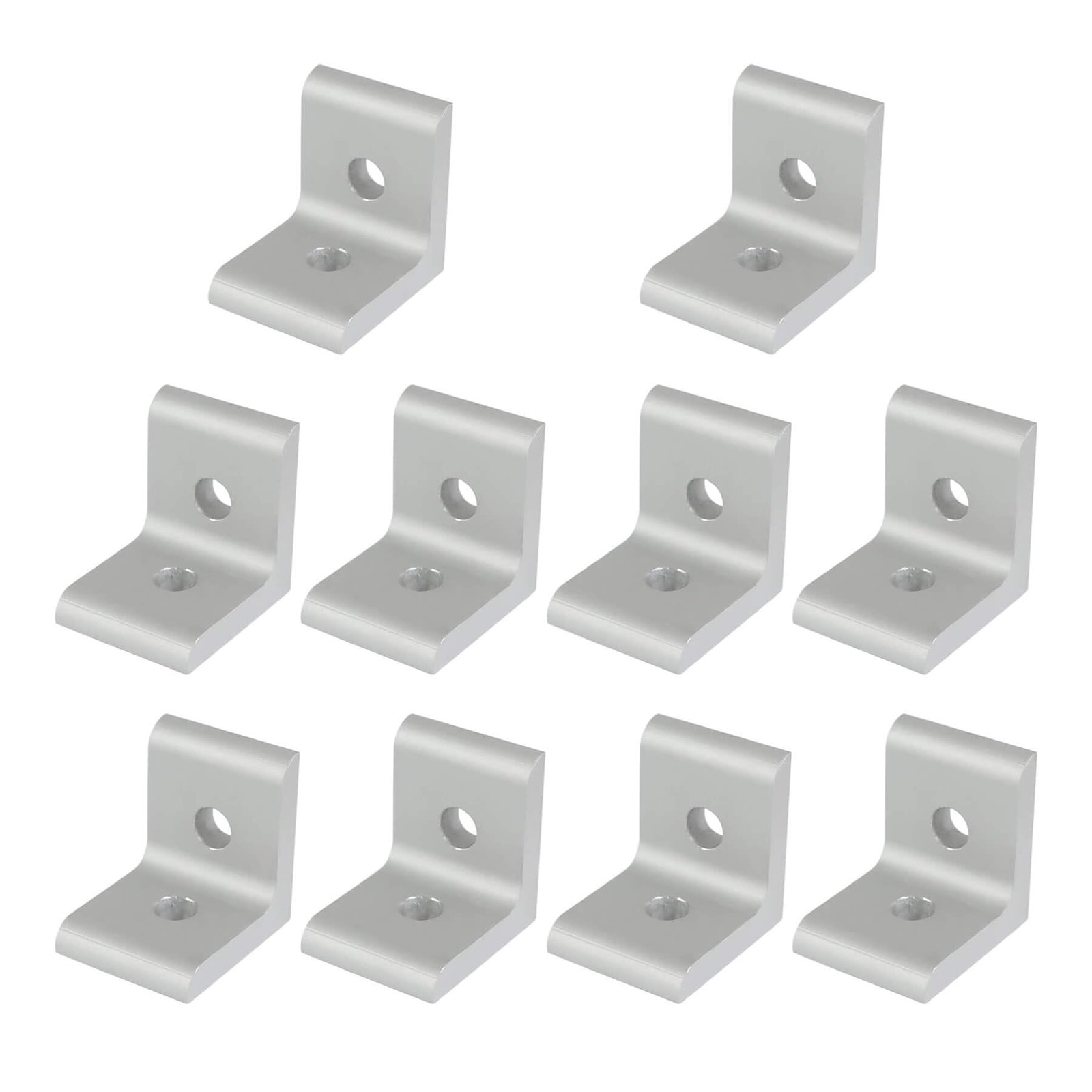 10 Packs 1010 Series Aluminum 2 Hole Inside Corner Bracket, 1010, Silver
