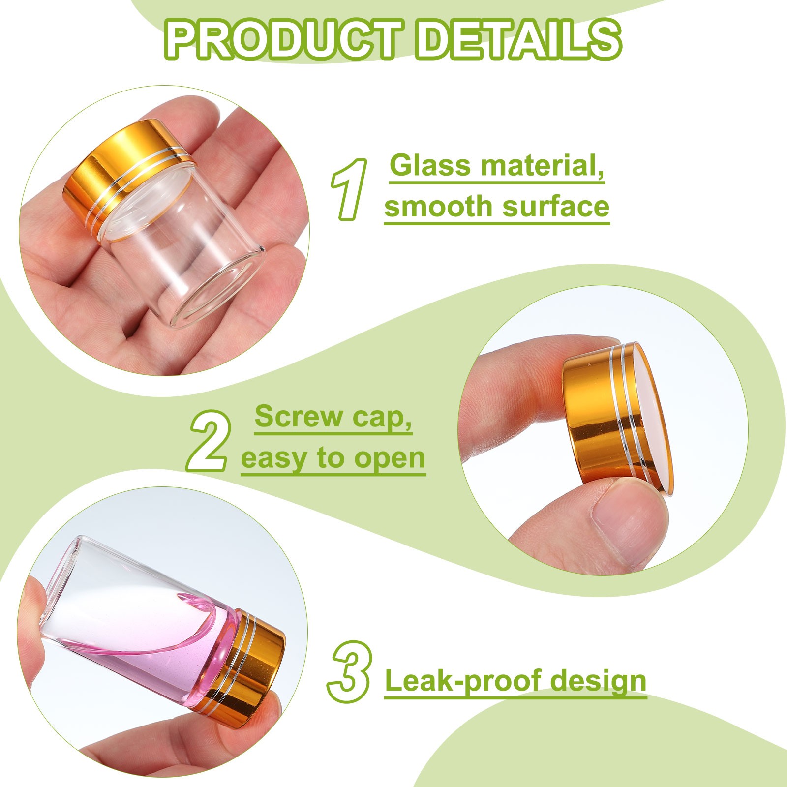 10Pcs Mini Glass Bottles with Lids, 15ml Small Clear Glass Jars Vials