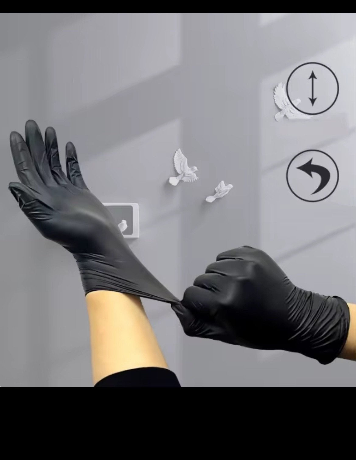 3Mil Black Nitrile Disposable Gloves box of 100Pieces